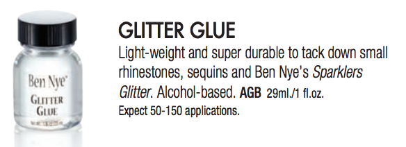 A description about the Ben Nye Glitter glue.