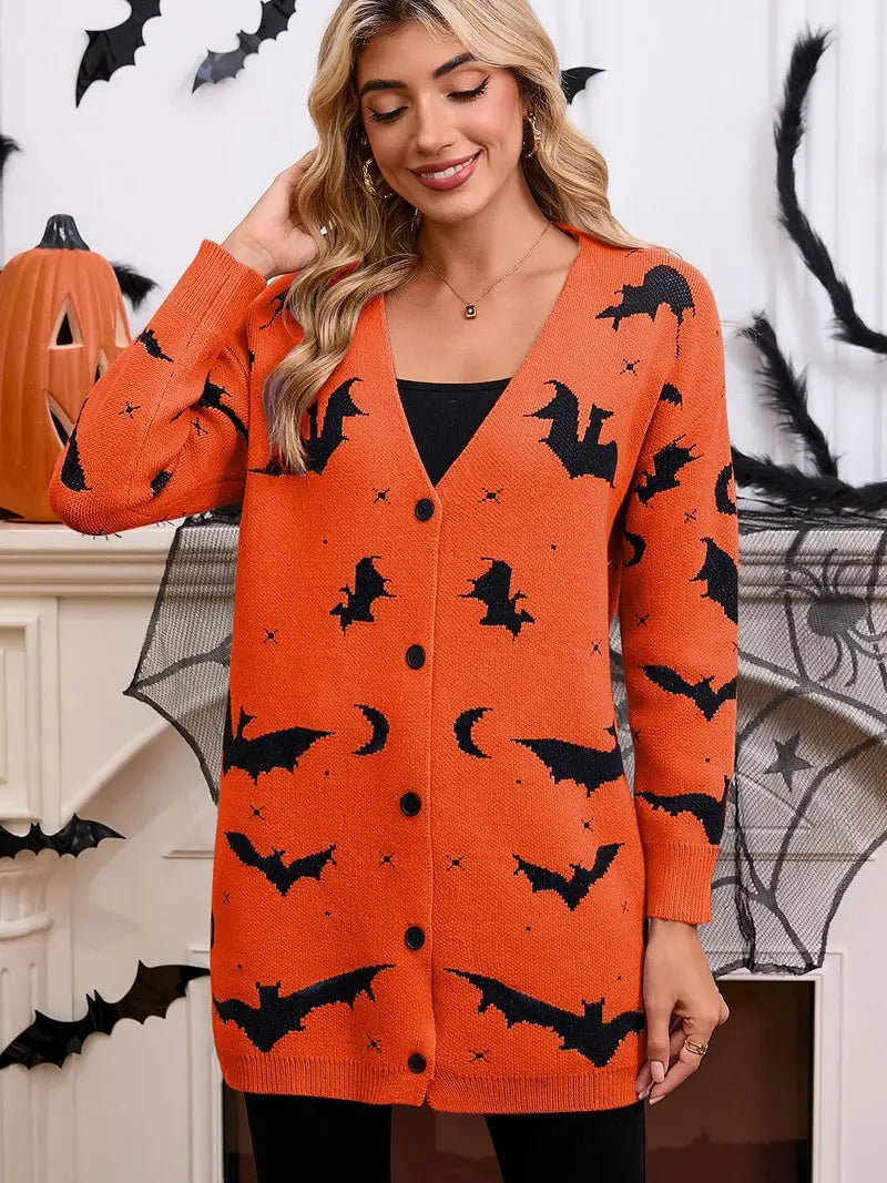 Halloween Bats Long Sleeve Cardigan