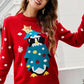 Round Neck Long Sleeve Sequined Christmas Sweater