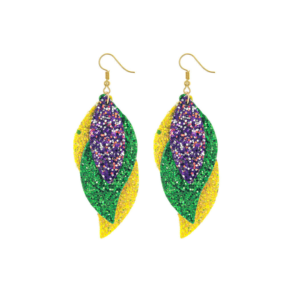 Mardi Gras Glitter Earrings
