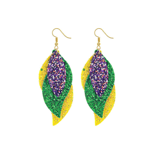 Mardi Gras Glitter Earrings