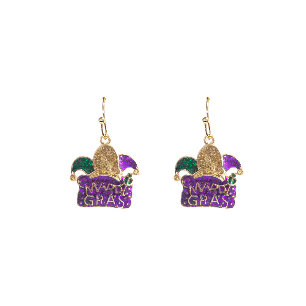 Mardi Gras Clown Hat Earrings
