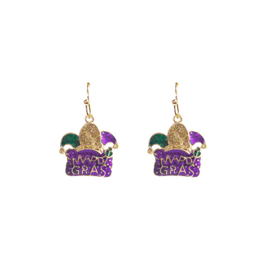 Mardi Gras Clown Hat Earrings