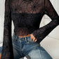 Transparent Ruffled Spider Web T-Shirt Top