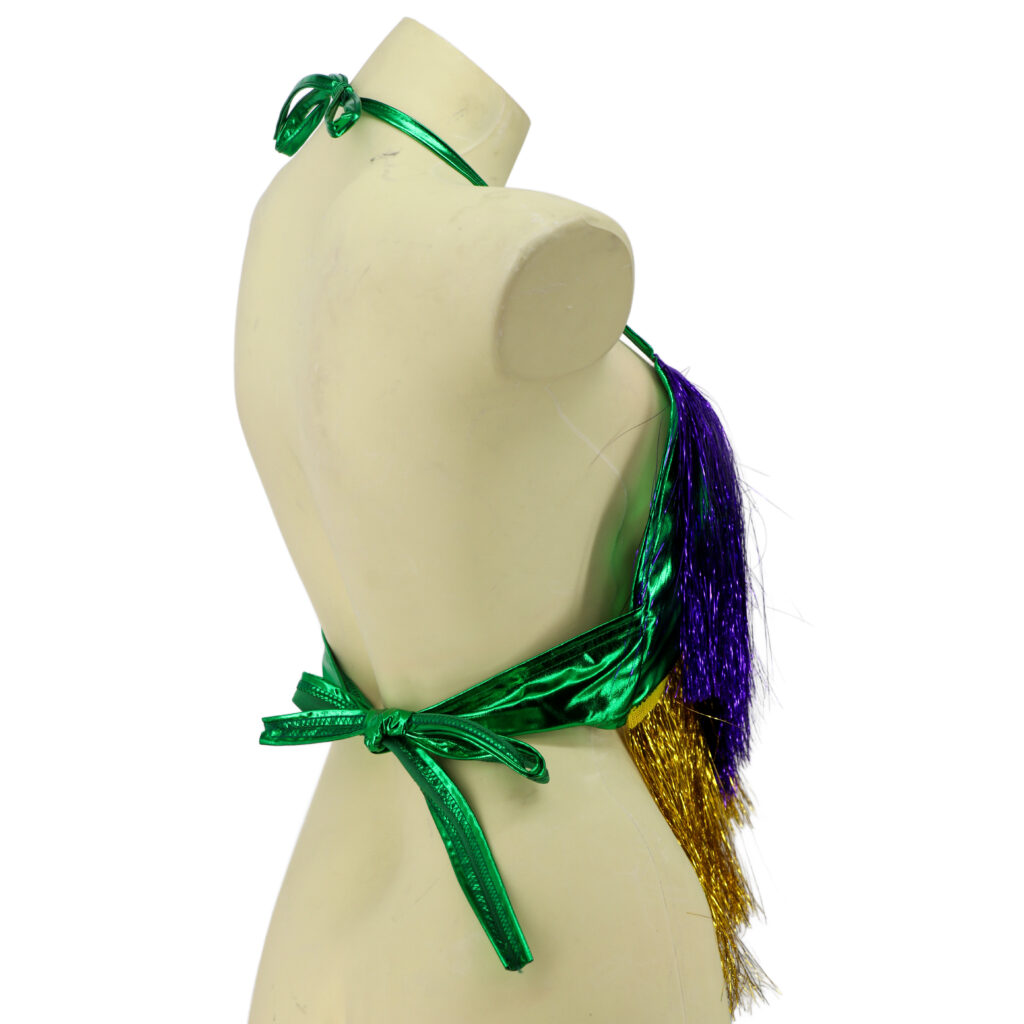 Purple and Gold Fringe Tinsel Halter Top