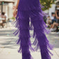 Purple Tassel Fringe Pants