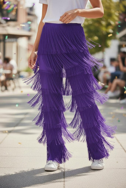 Purple Tassel Fringe Pants