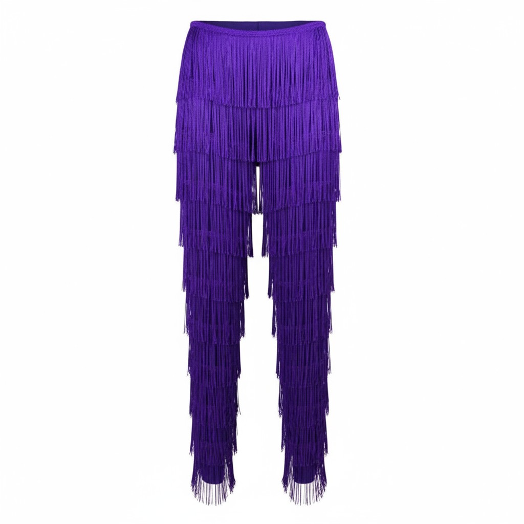 Purple Tassel Fringe Pants
