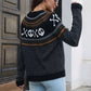 Vintage Skull Ghost Print Long-Sleeved Sweater