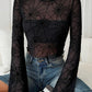 Transparent Ruffled Spider Web T-Shirt Top