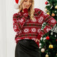 Round Neck Snowflake Red Christmas Sweater