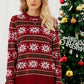 Round Neck Snowflake Red Christmas Sweater