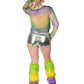 Mardi Gras Crotchet Rhinestone Full Sleeve Top: O/S
