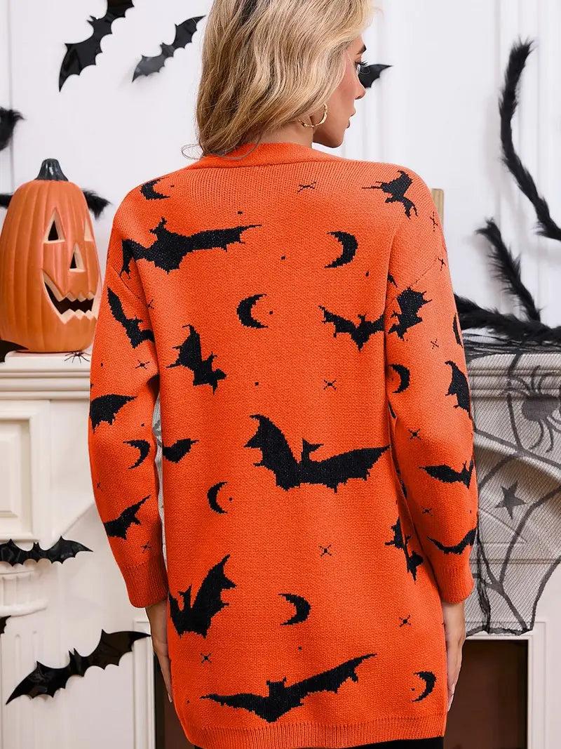 Halloween Bats Long Sleeve Cardigan