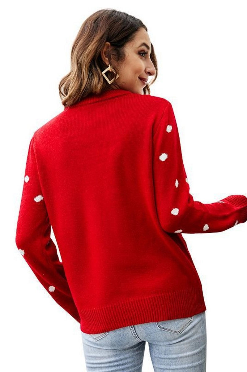 Round Neck Long Sleeve Sequined Christmas Sweater