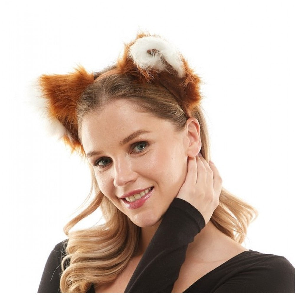 Animal Headband - Brown & White Fur