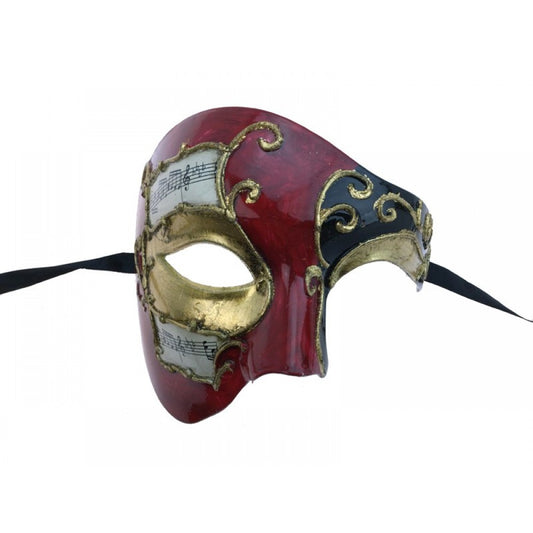 Baroque Music Masquerade Mask - Red & Black