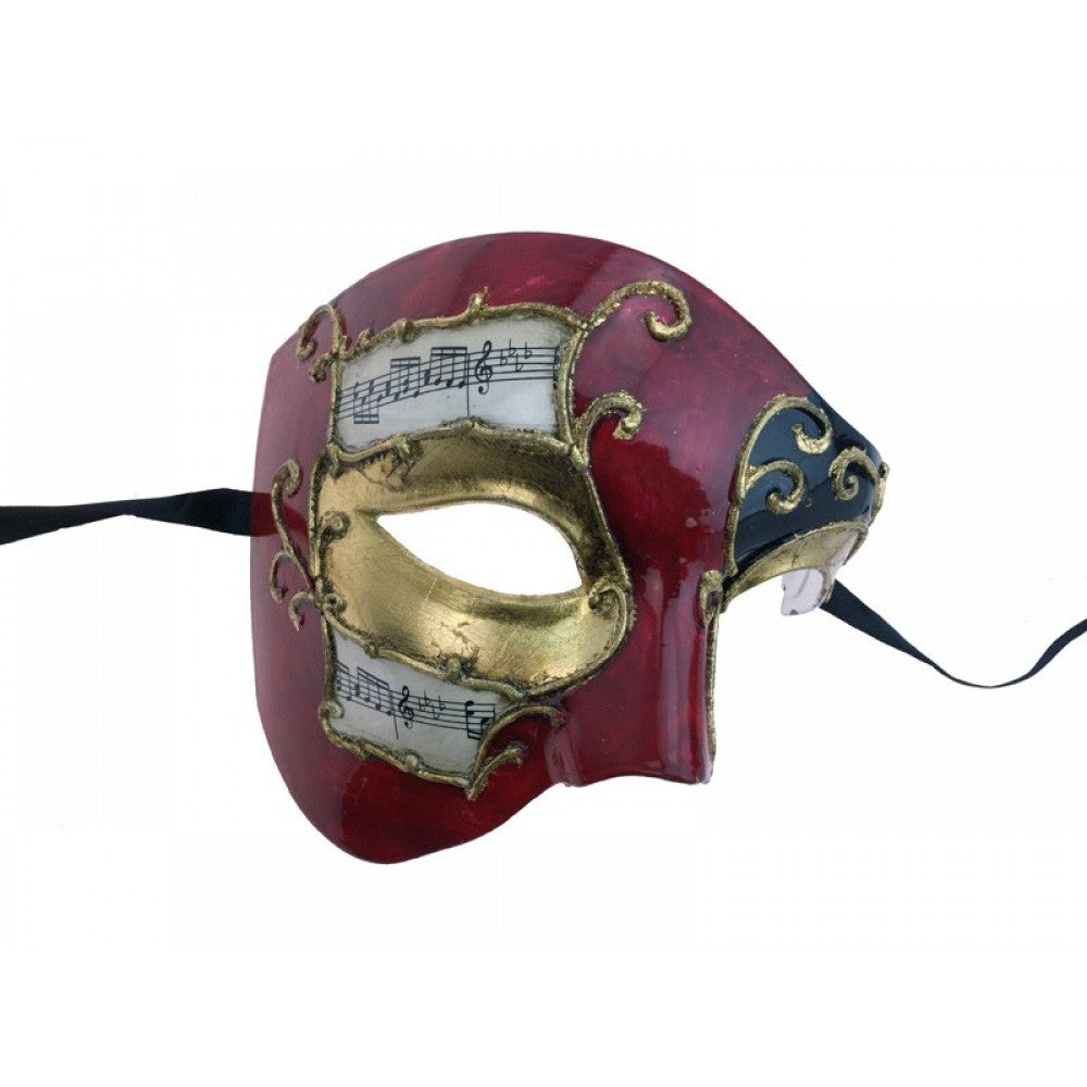 Baroque Music Masquerade Mask - Red & Black