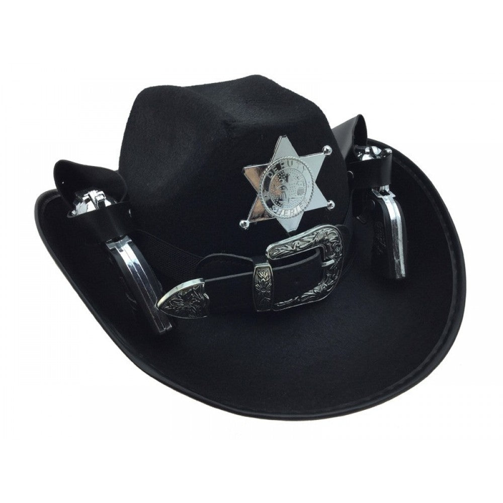 Black Cowboy Hat with Guns