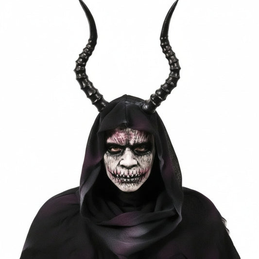 Black Horned Demon Hood Mask