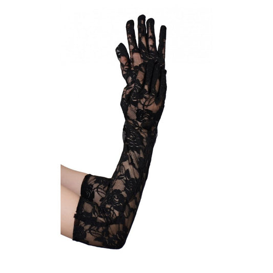 Black Lace Opera Gloves