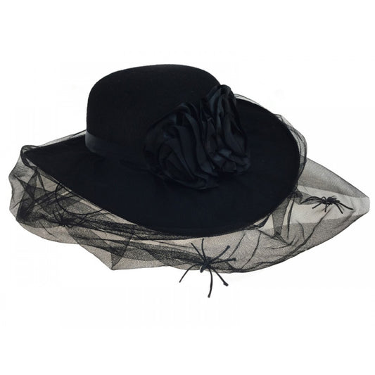 Black Silk Hat w/ Veil & Spiders