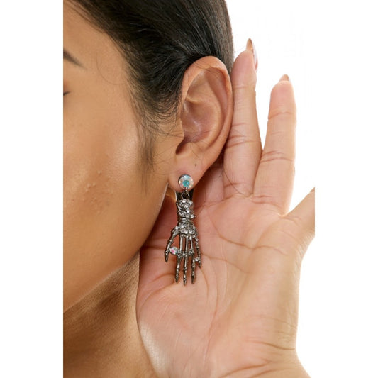 Black Skeleton Hand Earrings