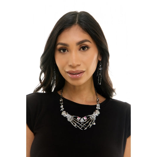Black Skeleton Hands Necklace