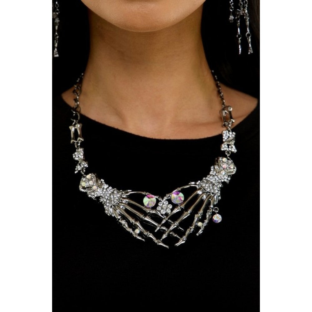 Black Skeleton Hands Necklace