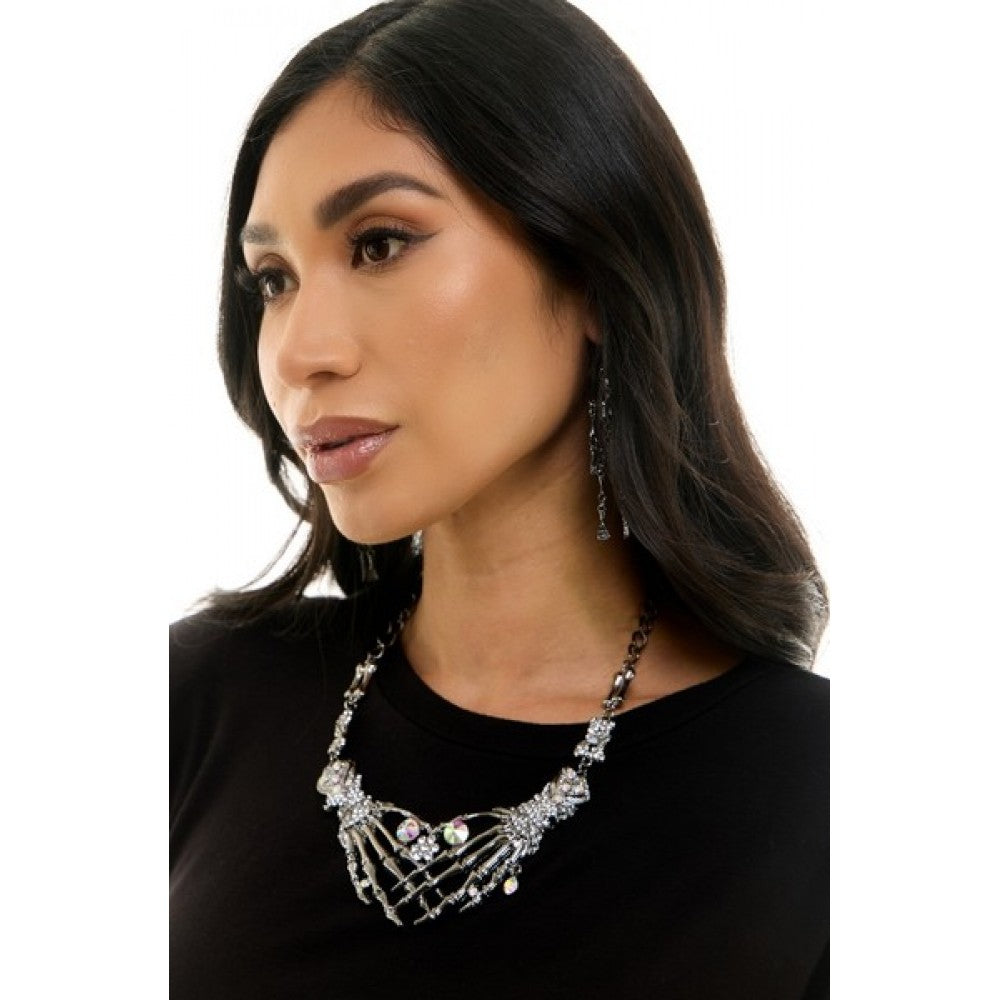 Black Skeleton Hands Necklace