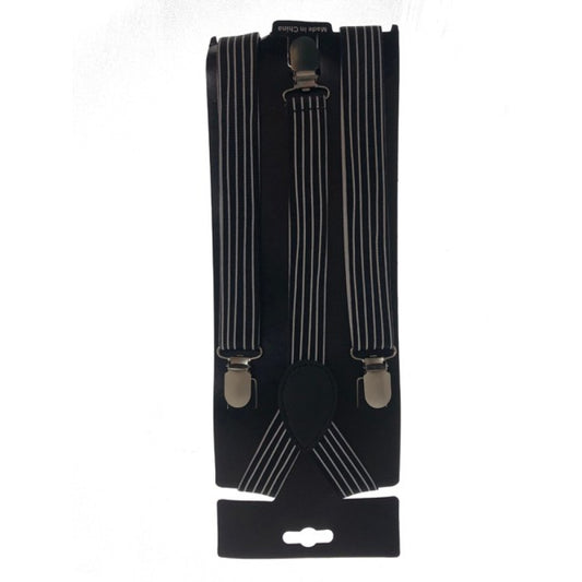 Black Suspenders With White Stripes