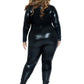 Black Lame Zipper Front Catsuit