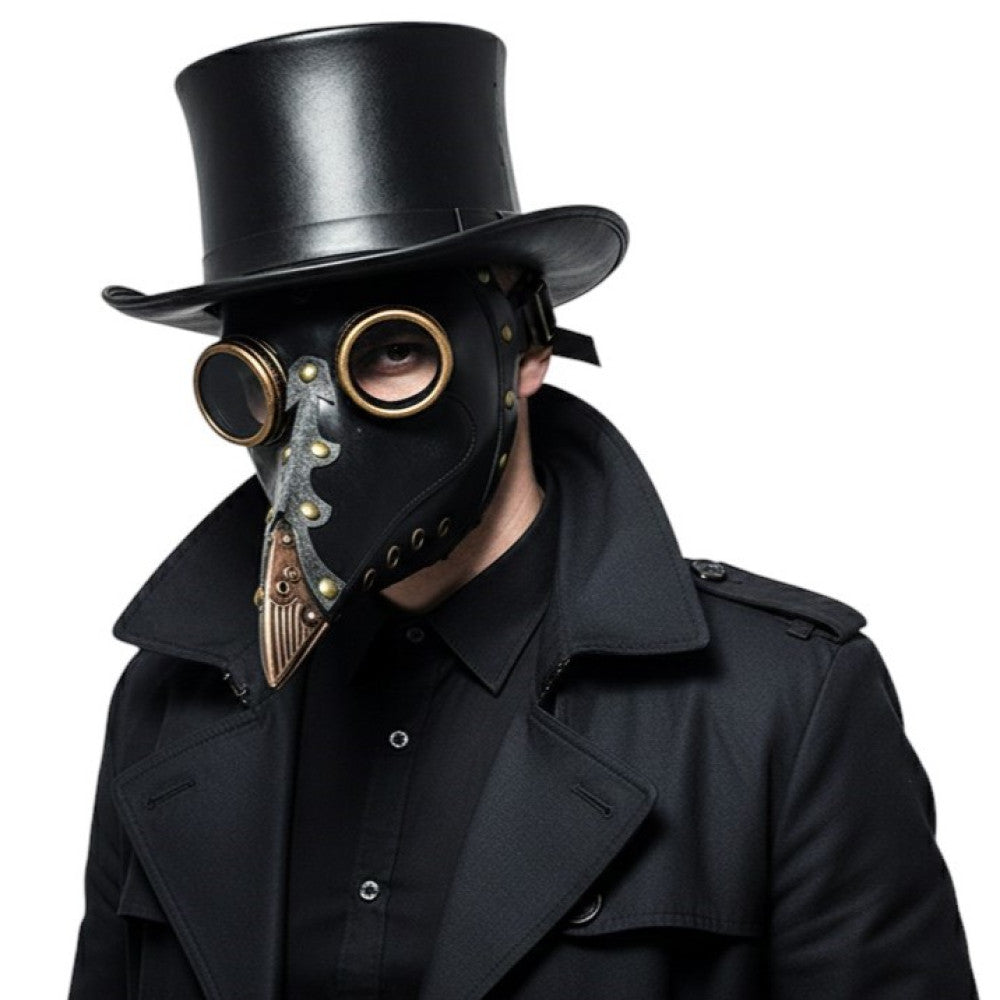 Black Plague Doctor Mask & Goggles