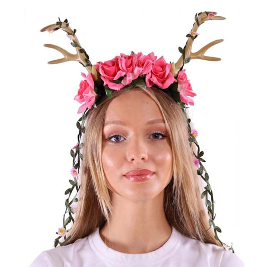 Bone Antler Headband w/ Flowers