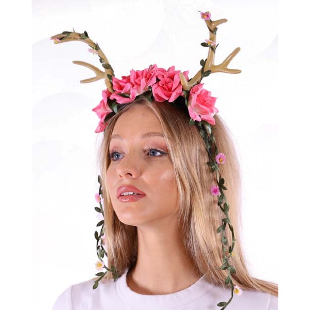 Bone Antler Headband w/ Flowers