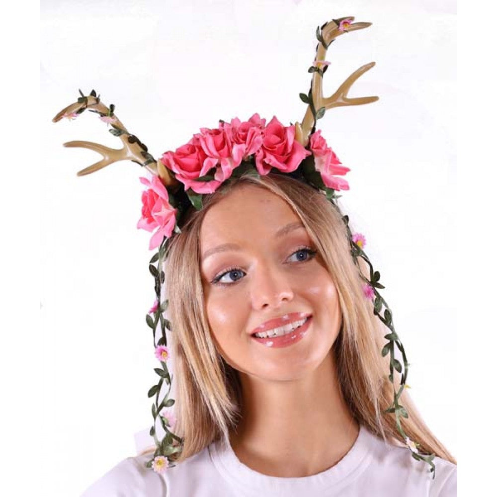 Bone Antler Headband w/ Flowers
