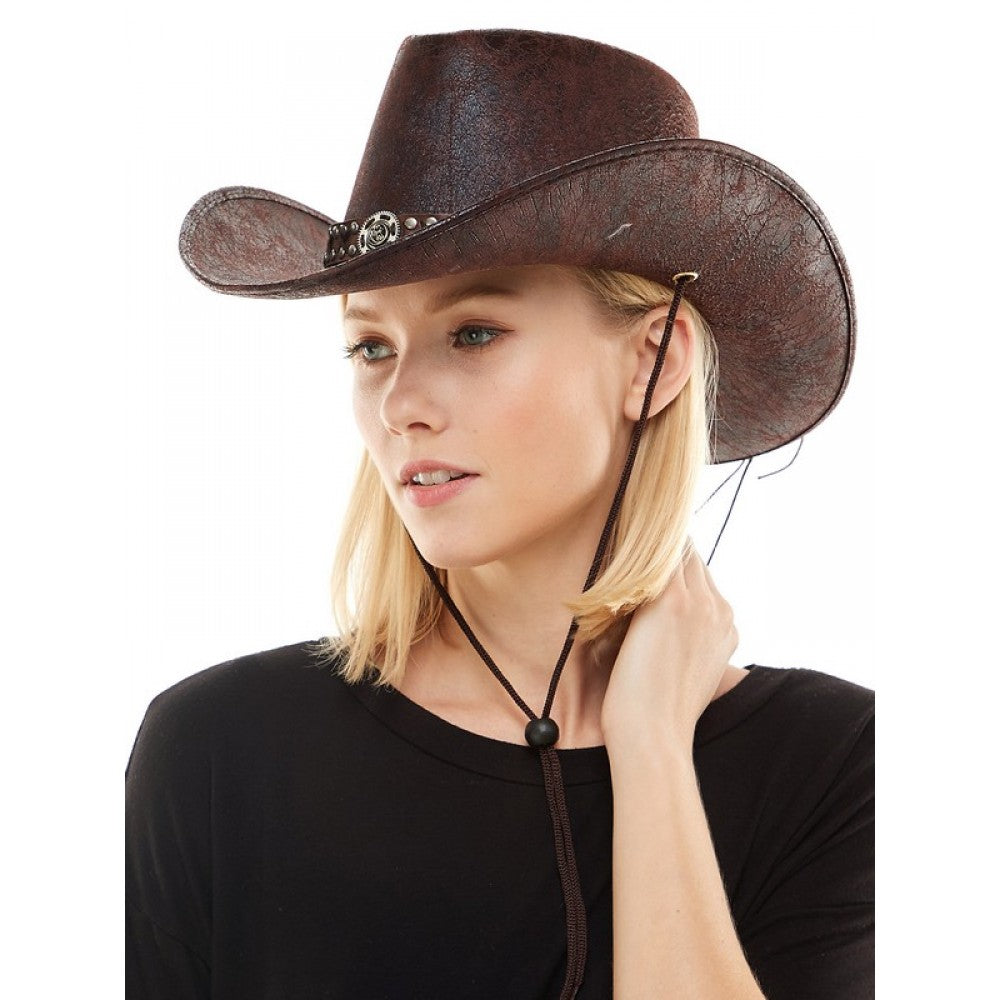 Brown Western Cowboy Hat w/ Medallion