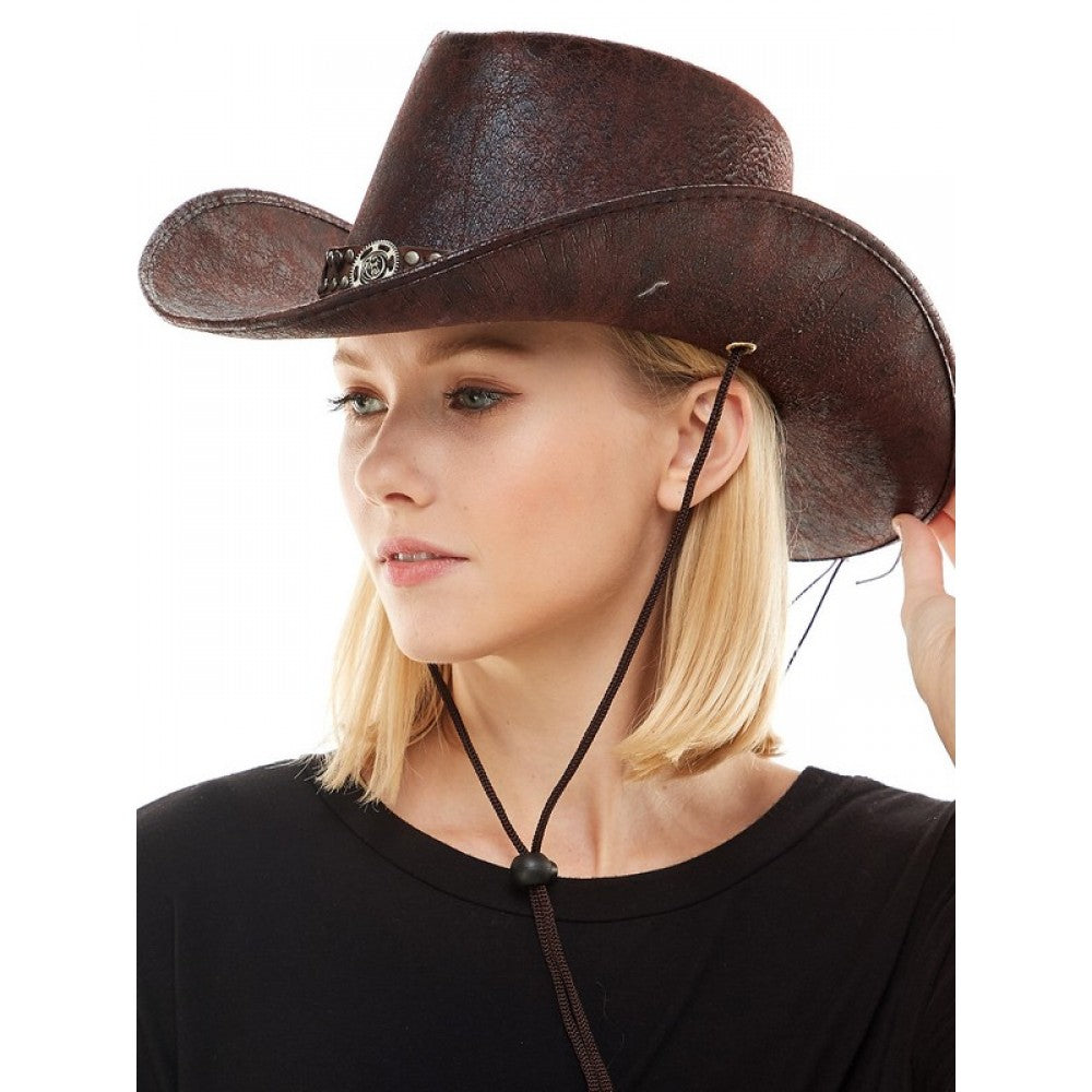 Brown Western Cowboy Hat w/ Medallion