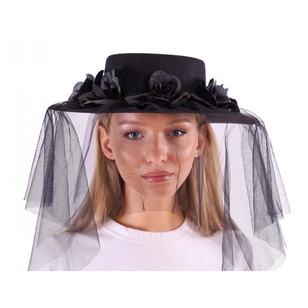 Day of The Dead Hat With Attached Veil