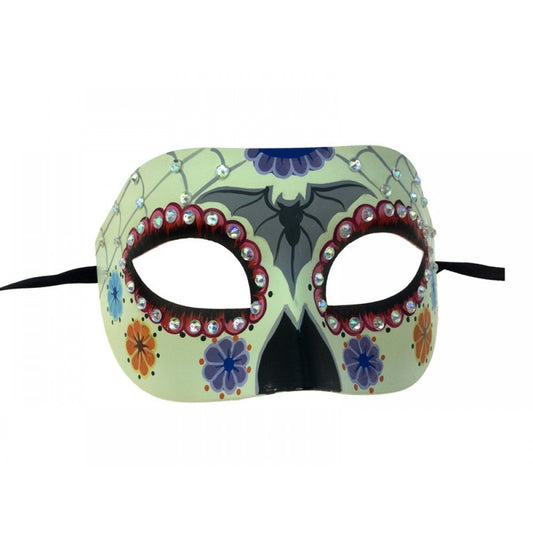 Day of the Dead Mask w/ Bat - White