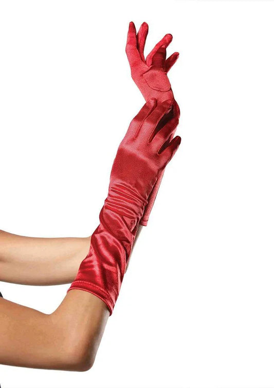 Elbow Length Satin Glove O/S RED