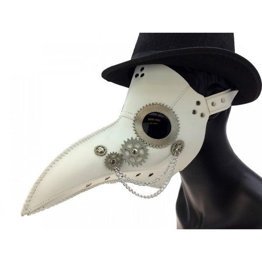 Faux Leather Plague Doctor Mask - White