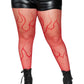 Plus Size Kelly Flame Fishnet Tights - Red