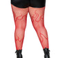 Plus Size Kelly Flame Fishnet Tights - Red
