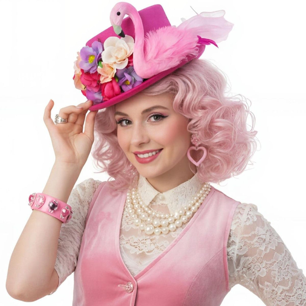 Flamingo Hat With Flowers
