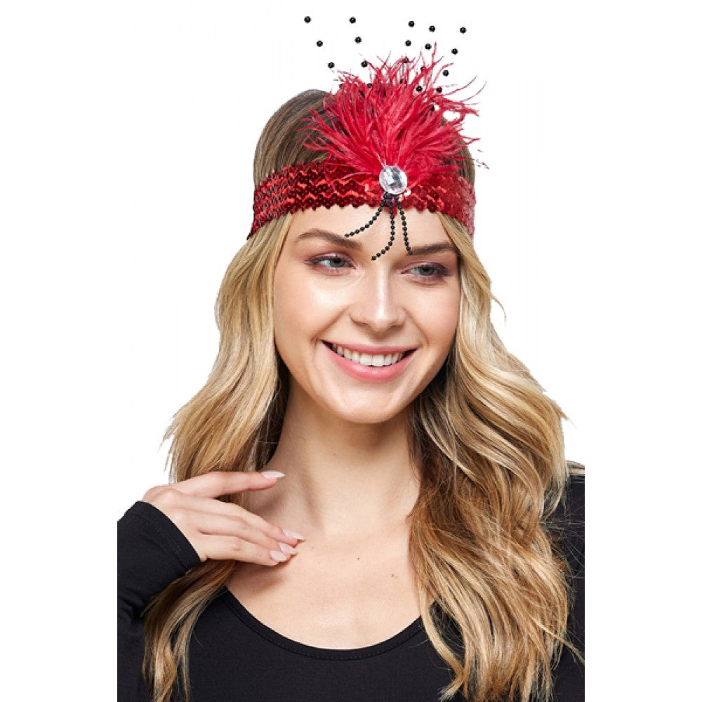 Flapper Fan Headband: Red
