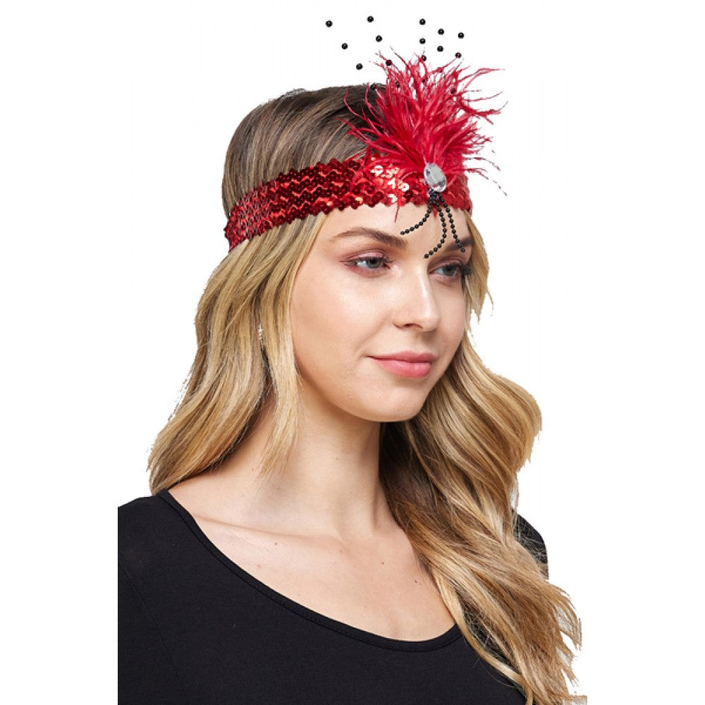 Flapper Fan Headband: Red