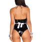 4PC.French Maid Kit,apron, neck piece, wrist cuffs, and headband O/S BLACK/WHITE