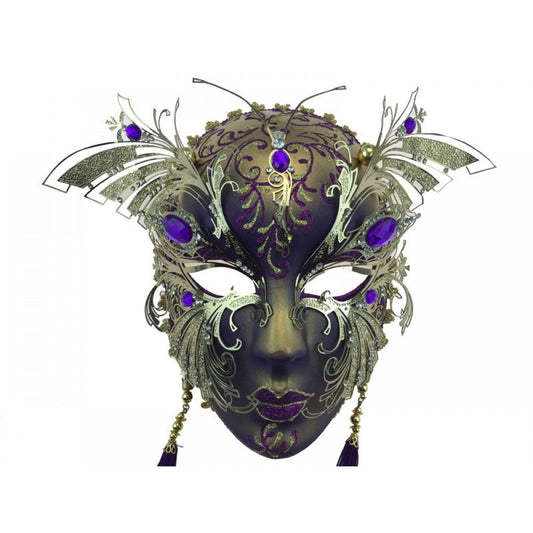 Full Face Mask with Gold Metal Gems