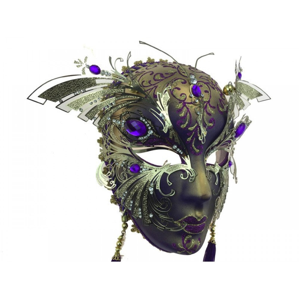 Full Face Mask with Gold Metal Gems